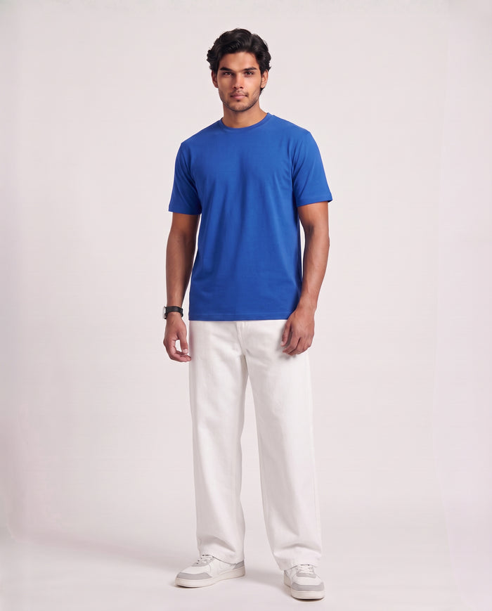 Blue Organic Cotton Crew Relaxed Fit