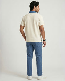 Cream Blue Organic Cotton Contrast Polo
