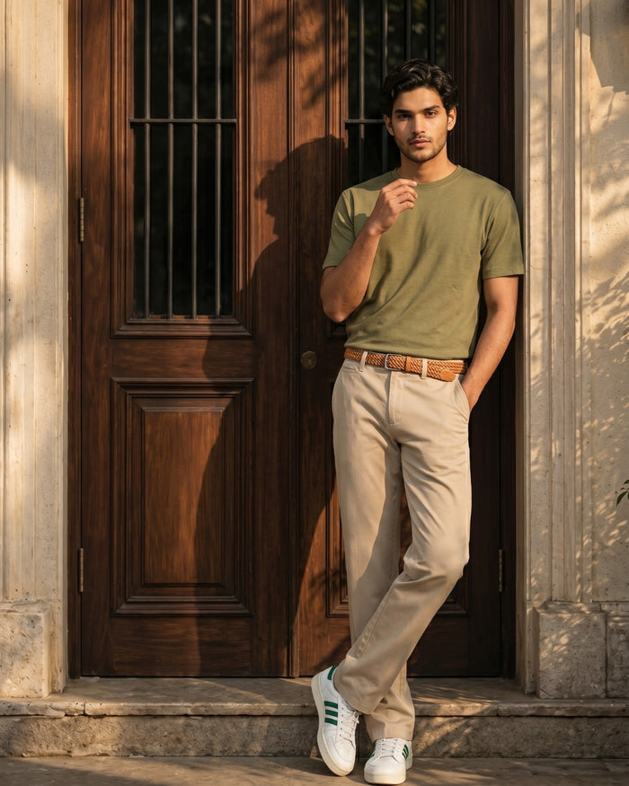 Olive Organic Cotton Crew Relaxed Fit