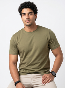 Olive Organic Cotton Crew Relaxed Fit