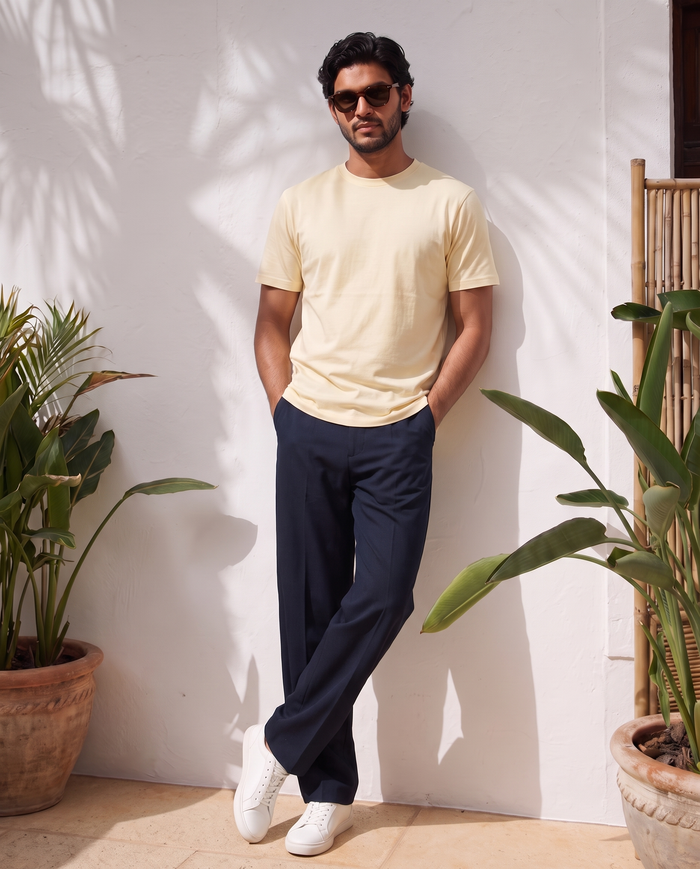Cream Organic Cotton Crew Relaxed Fit