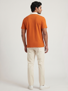 Rust / Cream Organic Cotton Contrast Polo