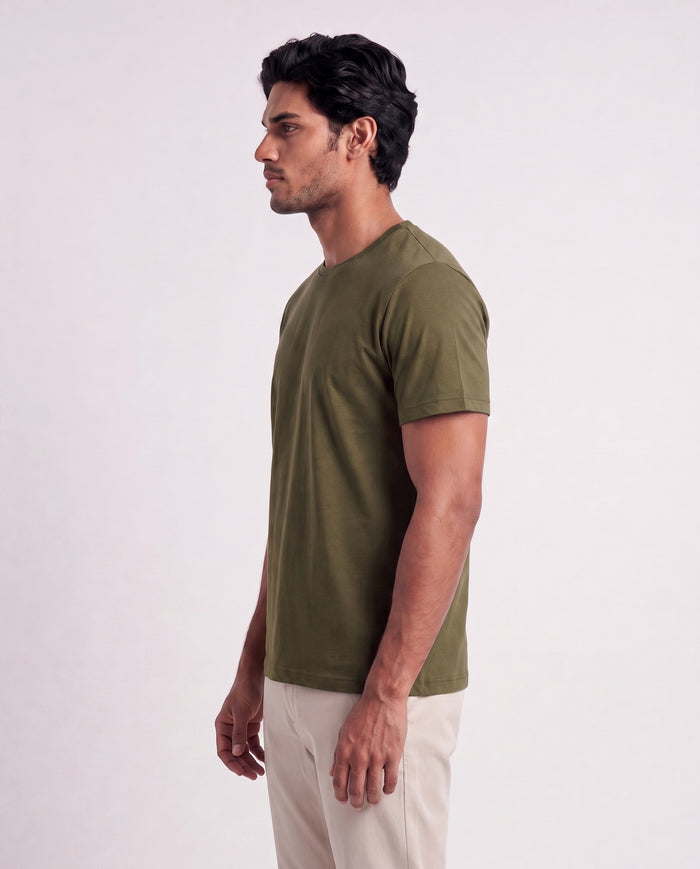 Olive Organic Cotton Crew Regular Fit alternate view